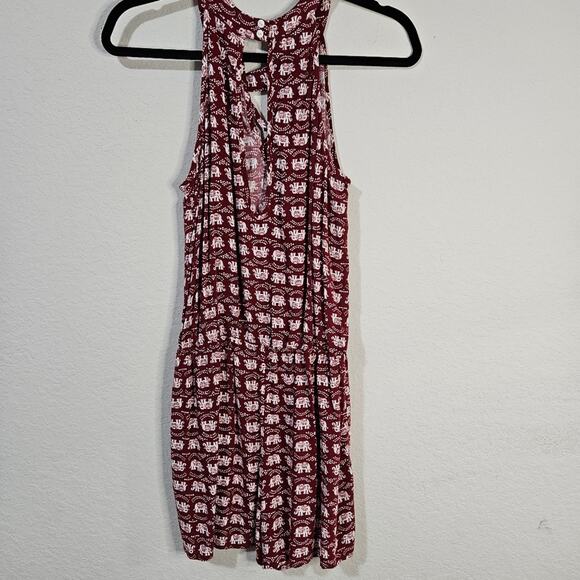 Pink Rose, red and white elephant print sleeveless romper size large - Picture 2 of 6